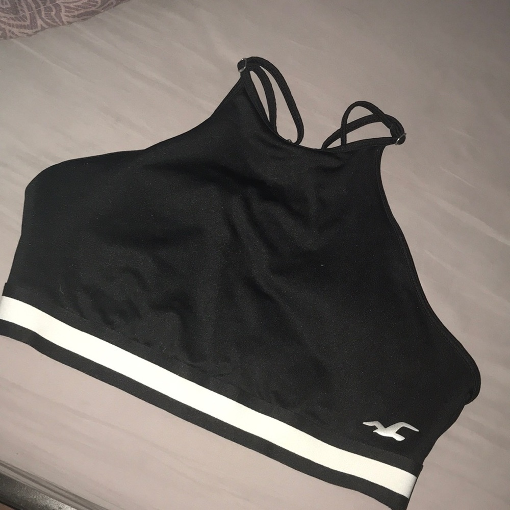 Black hollister halter top sport bra